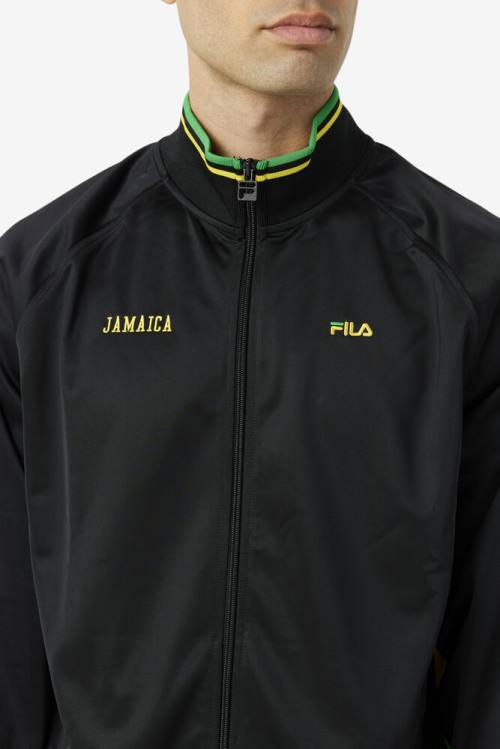 Black / Yellow / Green Men's Fila Jamaica Track Jackets | Fila436MT