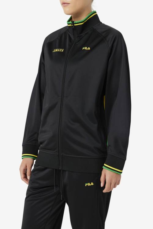 Black / Yellow / Green Men's Fila Jamaica Track Jackets | Fila436MT