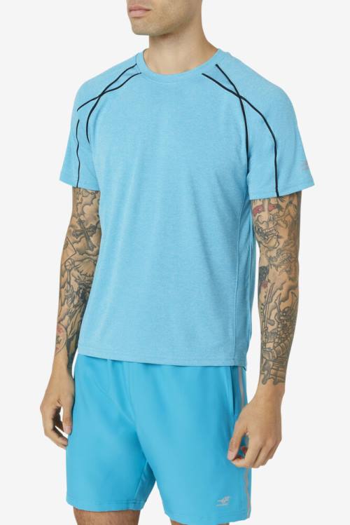 Blue / Black Men's Fila Pickleball Sleeve Crew T Shirts | Fila502CY