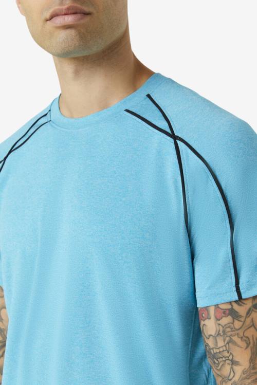 Blue / Black Men's Fila Pickleball Sleeve Crew T Shirts | Fila502CY