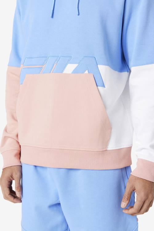 Blue / Coral / Grey Men's Fila Madu Hoodie | Fila910FV