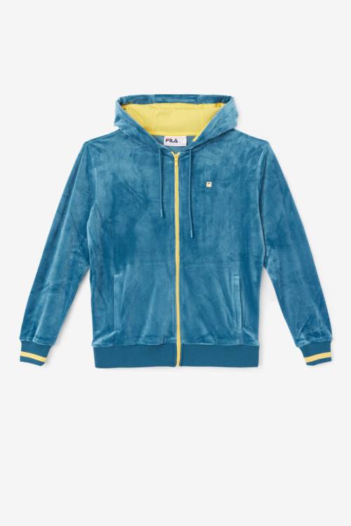 Blue Coral Women\'s Fila Tove Velour Full Zip Hoodie | Fila295IP