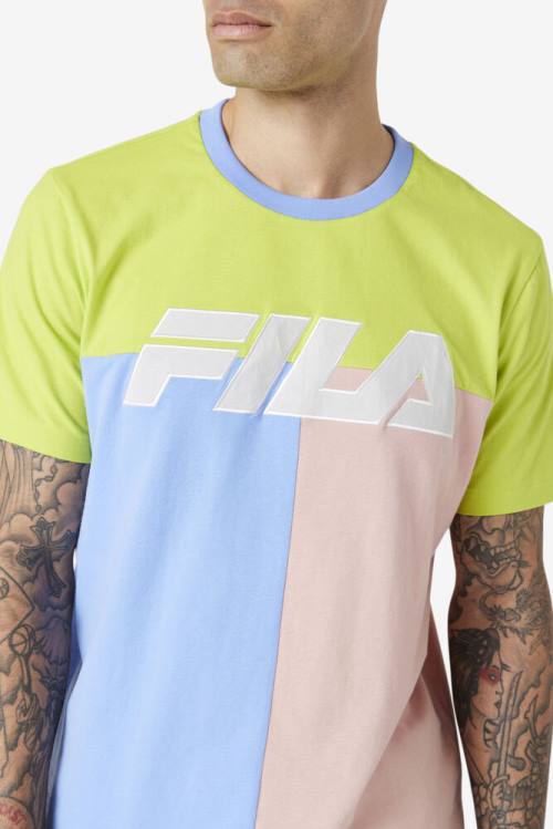 Blue / Light Green / Coral Men's Fila Anvit Crew T Shirts | Fila569RP