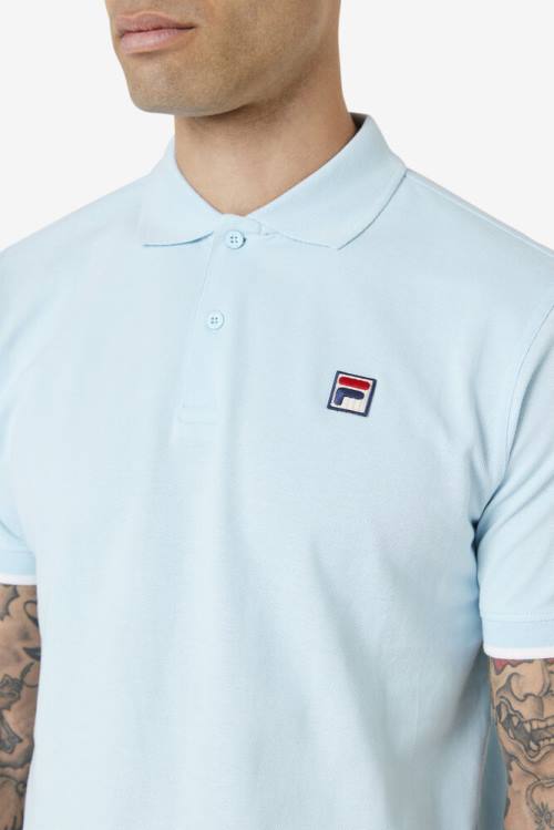 Blue Men's Fila Custom Polo | Fila873RV