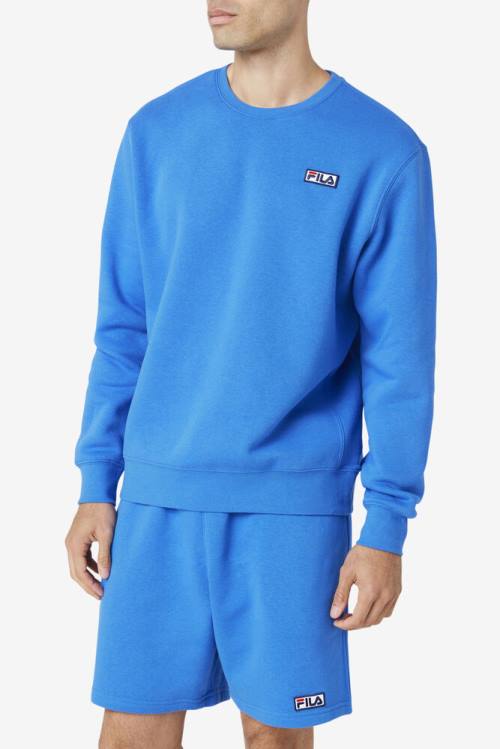 Blue Men's Fila Garran Crew Sweatshirts | Fila250YQ