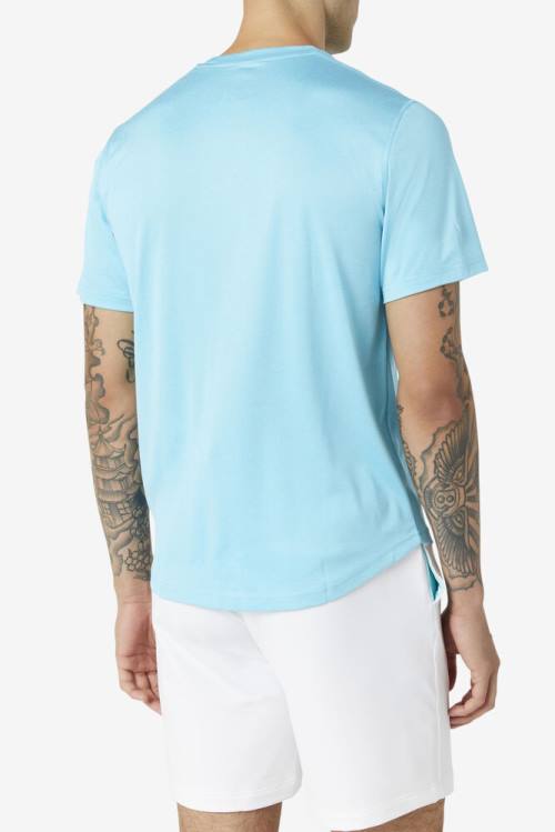 Blue Men's Fila Pickleball Scallop Hem Crew T Shirts | Fila593CZ