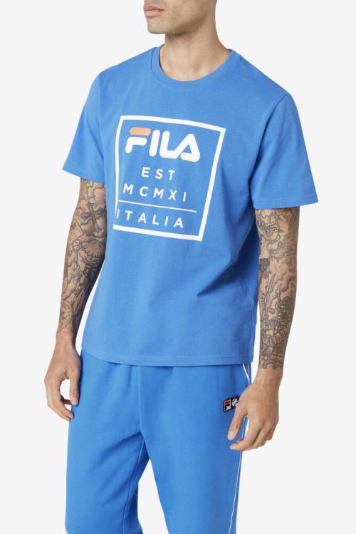 Blue Men's Fila Tenez Tee T Shirts | Fila493MI