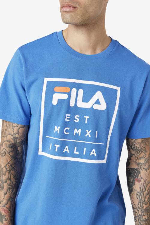 Blue Men's Fila Tenez Tee T Shirts | Fila493MI