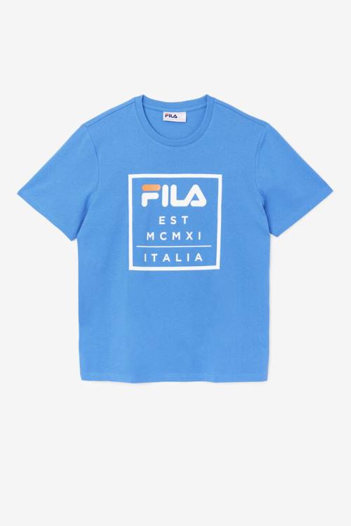 Blue Men\'s Fila Tenez Tee T Shirts | Fila493MI