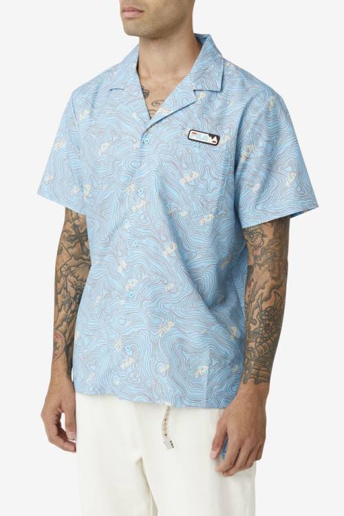 Blue Men's Fila Topo Caban Shirts | Fila389NK