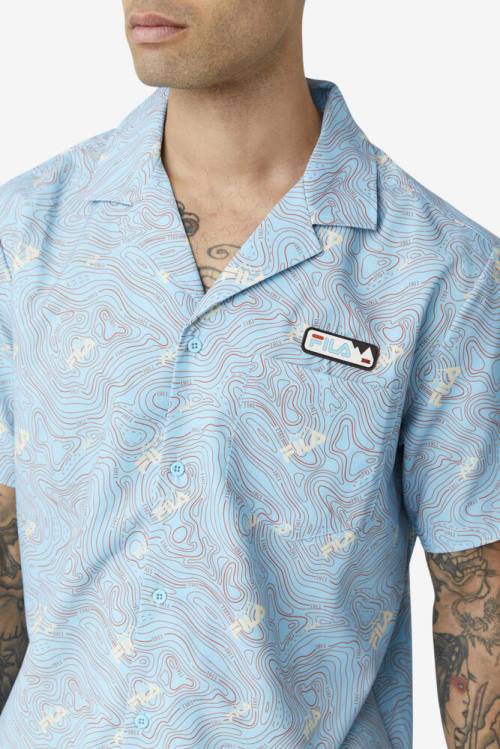 Blue Men's Fila Topo Caban Shirts | Fila389NK