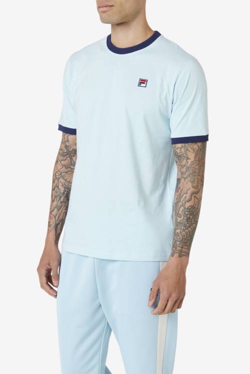 Blue / Navy Men's Fila Marconi Ringer Tee T Shirts | Fila792EC