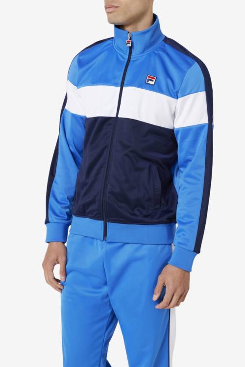 Blue / Navy / White Men's Fila Assembly Track Jackets | Fila718JV