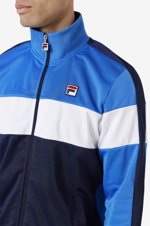 Blue / Navy / White Men's Fila Assembly Track Jackets | Fila718JV