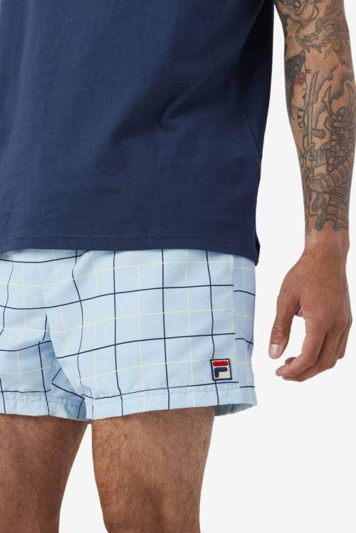 Blue / Navy / Yellow Men's Fila Linecall Swim Shorts | Fila736PN