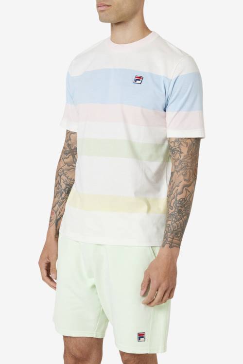 Blue / Pink Men's Fila Slitter Crew T Shirts | Fila841ER