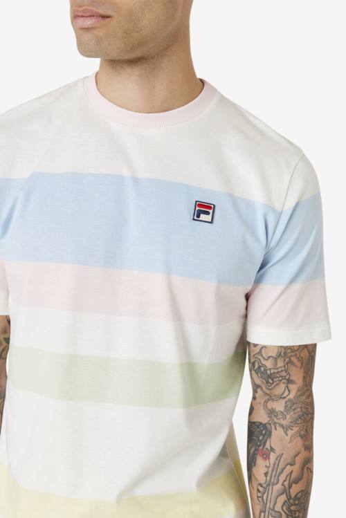 Blue / Pink Men's Fila Slitter Crew T Shirts | Fila841ER