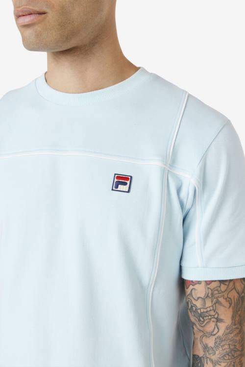 Blue / White Men's Fila Terrinda Crew T Shirts | Fila280MU