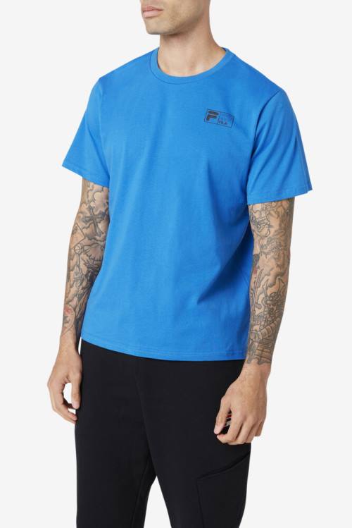 Blue / White Men's Fila Track Tee T Shirts | Fila235VP