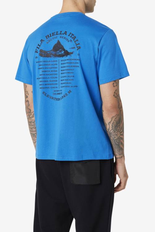 Blue / White Men's Fila Track Tee T Shirts | Fila235VP