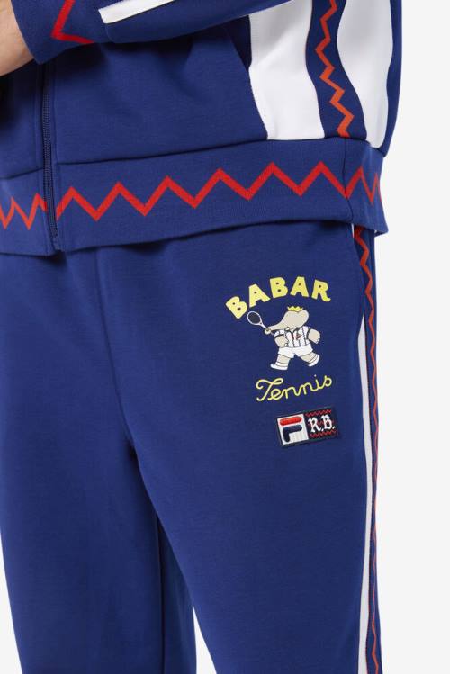 Blue / White Men's Fila X Rb Babar Evertt Jogger Pants | Fila648DL