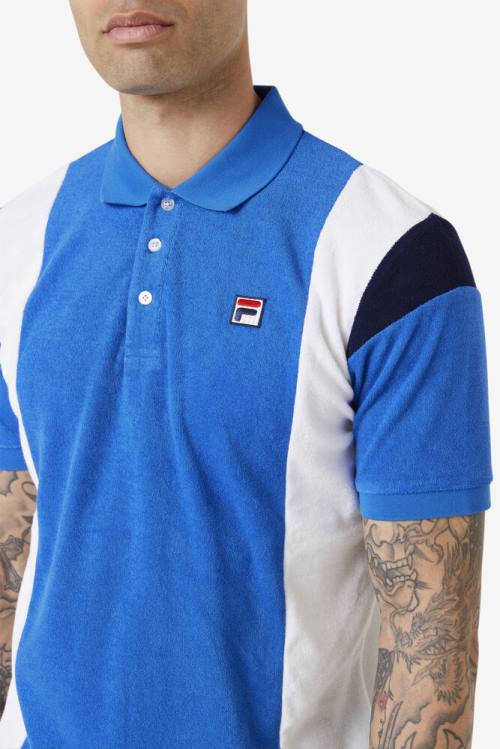 Blue / White / Navy Men's Fila Astro Terry Polo | Fila714FX