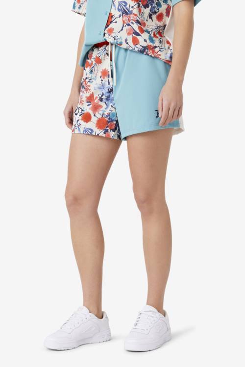 Blue / White / Orange Women's Fila Jessica Camp Shorts | Fila409UE