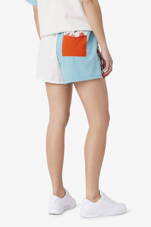 Blue / White / Orange Women's Fila Jessica Camp Shorts | Fila409UE