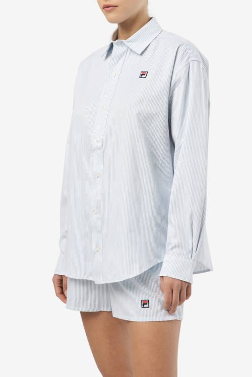 Blue / White Women's Fila Ariella Dress Shirts | Fila612GB