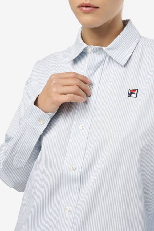 Blue / White Women's Fila Ariella Dress Shirts | Fila612GB