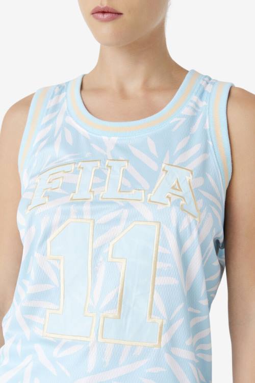 Blue / White Women's Fila Quincy Basketball Jersey Sports Tops | Fila534MB