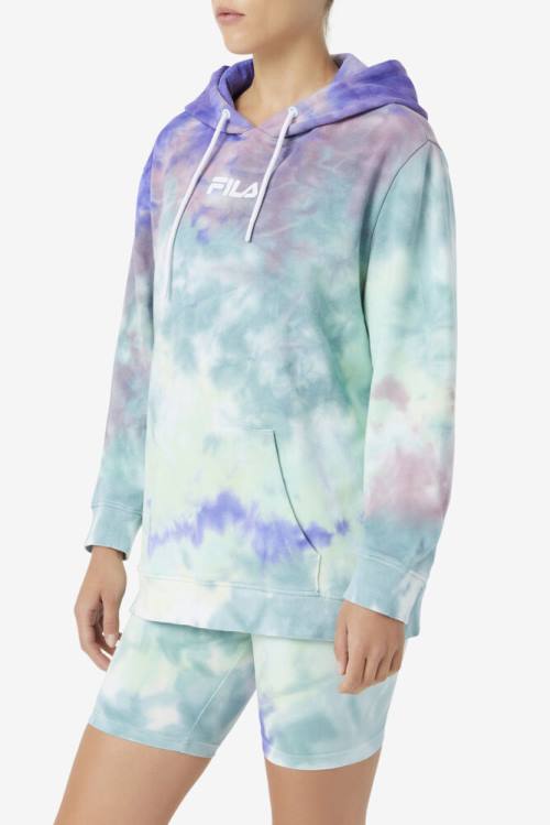 Blue Women's Fila Aerolynn Tie Dye Hoodie | Fila875RK