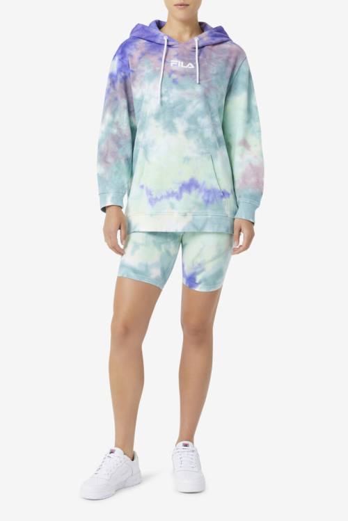 Blue Women's Fila Aerolynn Tie Dye Hoodie | Fila875RK