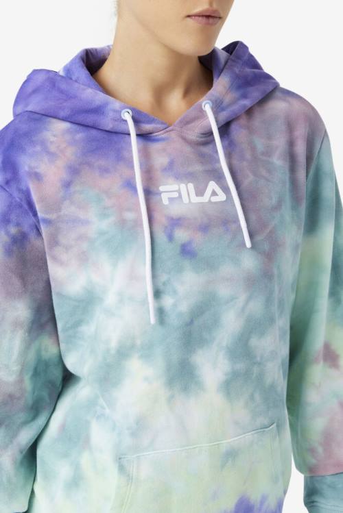 Blue Women's Fila Aerolynn Tie Dye Hoodie | Fila875RK