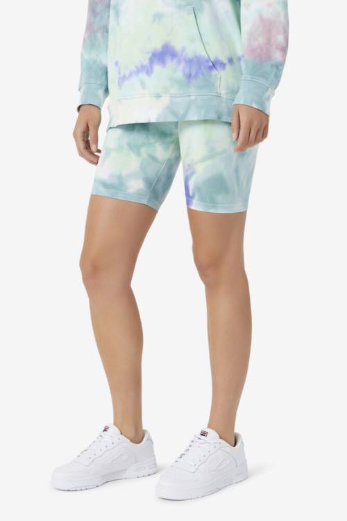 Blue Women's Fila Taima Tie Dye Bike Shorts | Fila801FX