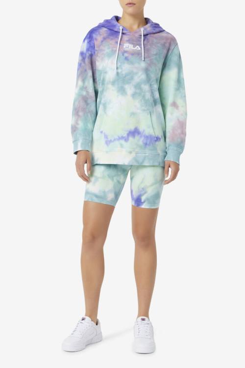 Blue Women's Fila Taima Tie Dye Bike Shorts | Fila801FX