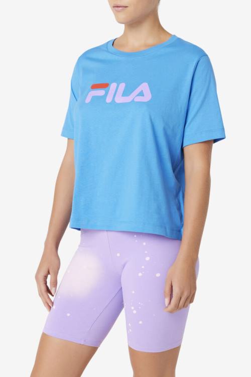 Blue Women's Fila Thea Tee T Shirts | Fila705JZ