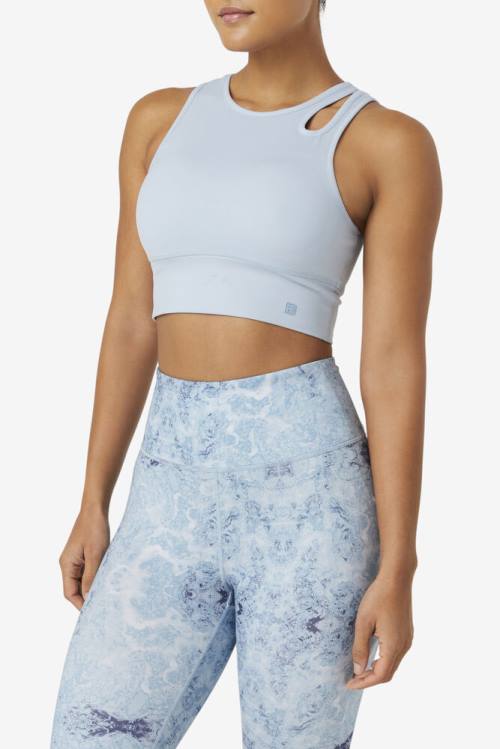 Blue Women's Fila Uplift Slice Crop Bra Sports Tops | Fila126TS