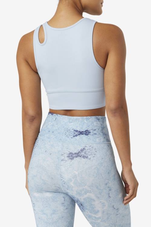 Blue Women's Fila Uplift Slice Crop Bra Sports Tops | Fila126TS