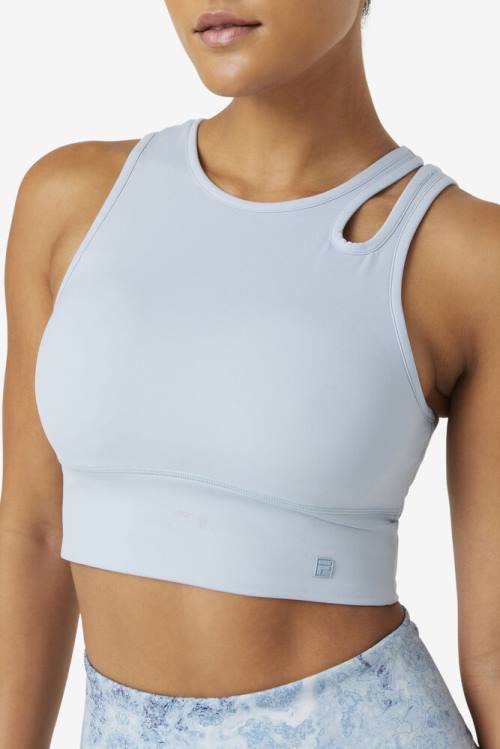 Blue Women's Fila Uplift Slice Crop Bra Sports Tops | Fila126TS