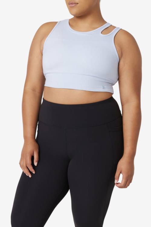 Blue Women's Fila Uplift Slice Crop Bra Sports Tops | Fila217RN