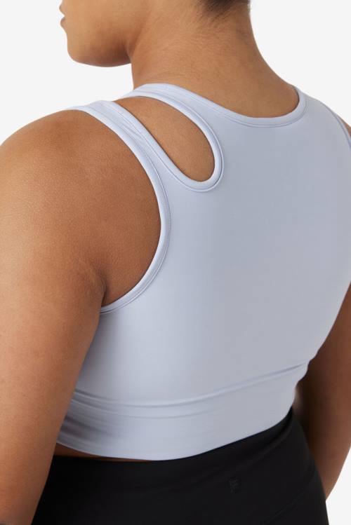 Blue Women's Fila Uplift Slice Crop Bra Sports Tops | Fila217RN