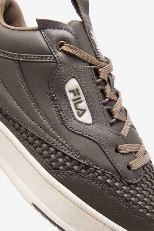 Brown Men's Fila T-1 Mid Saga Sneakers | Fila156RO