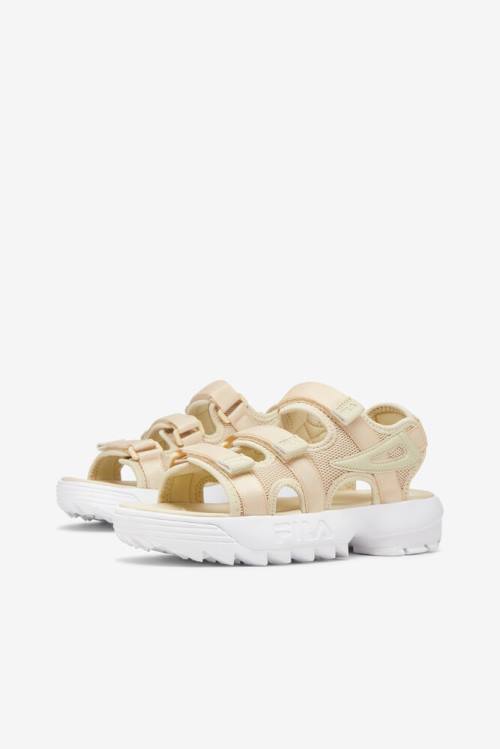 Brown / White Women's Fila Disruptor Sandals | Fila802DA