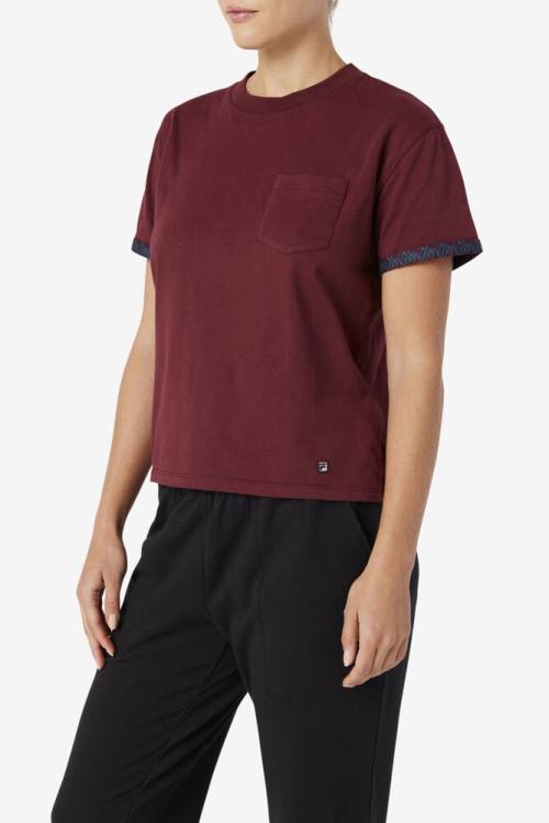 Brown Women's Fila Sloane Tee T Shirts | Fila815DX