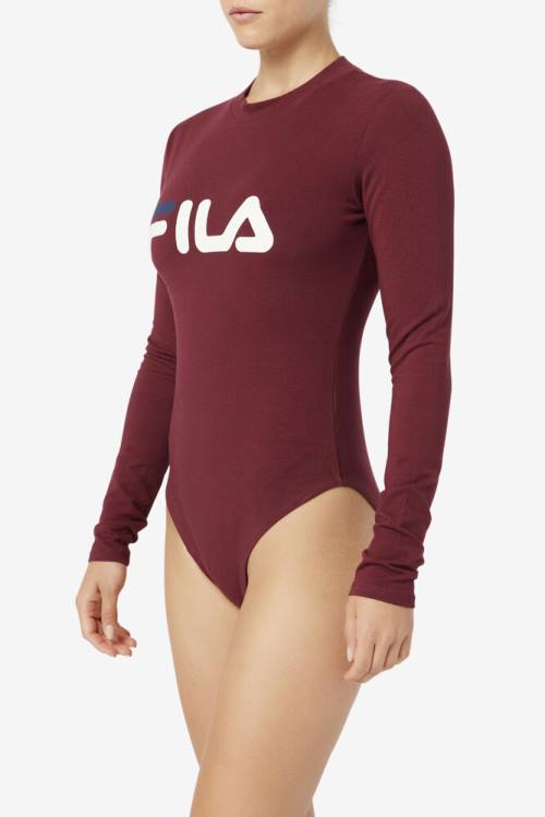 Burgundy Women's Fila Chaya Bodysuit | Fila916GR