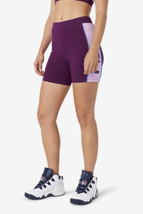 Burgundy Women's Fila Davina Bike Shorts | Fila617KI