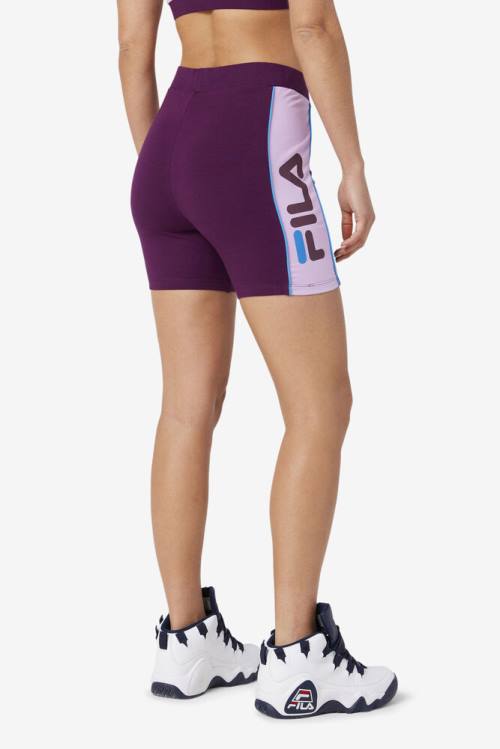 Burgundy Women's Fila Davina Bike Shorts | Fila617KI