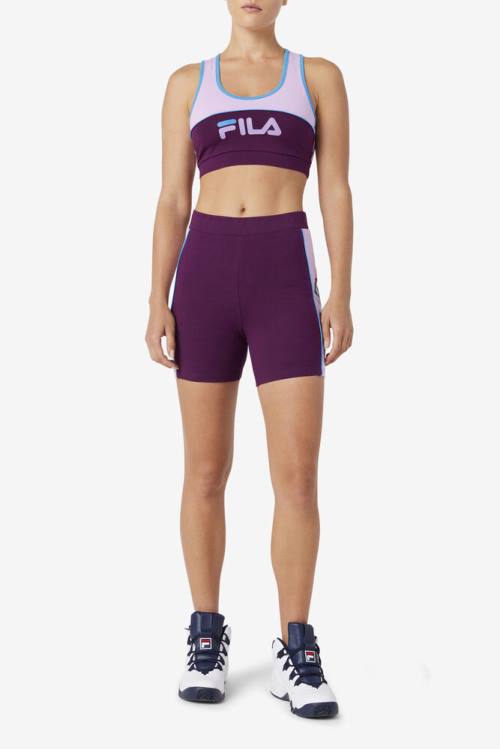 Burgundy Women's Fila Davina Bike Shorts | Fila617KI