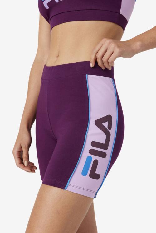 Burgundy Women's Fila Davina Bike Shorts | Fila617KI